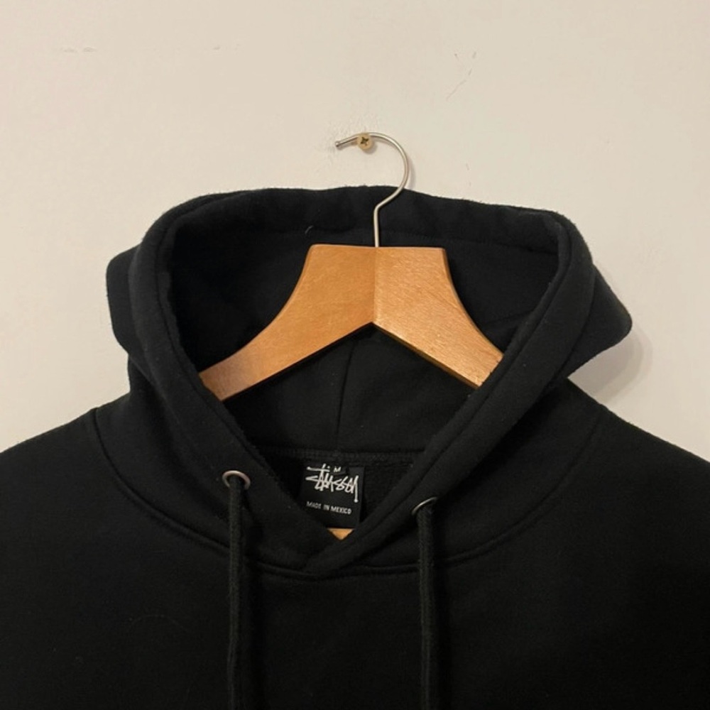 Stussy Black Hoodie with International Flag Sleeve - Picture 3 of 5